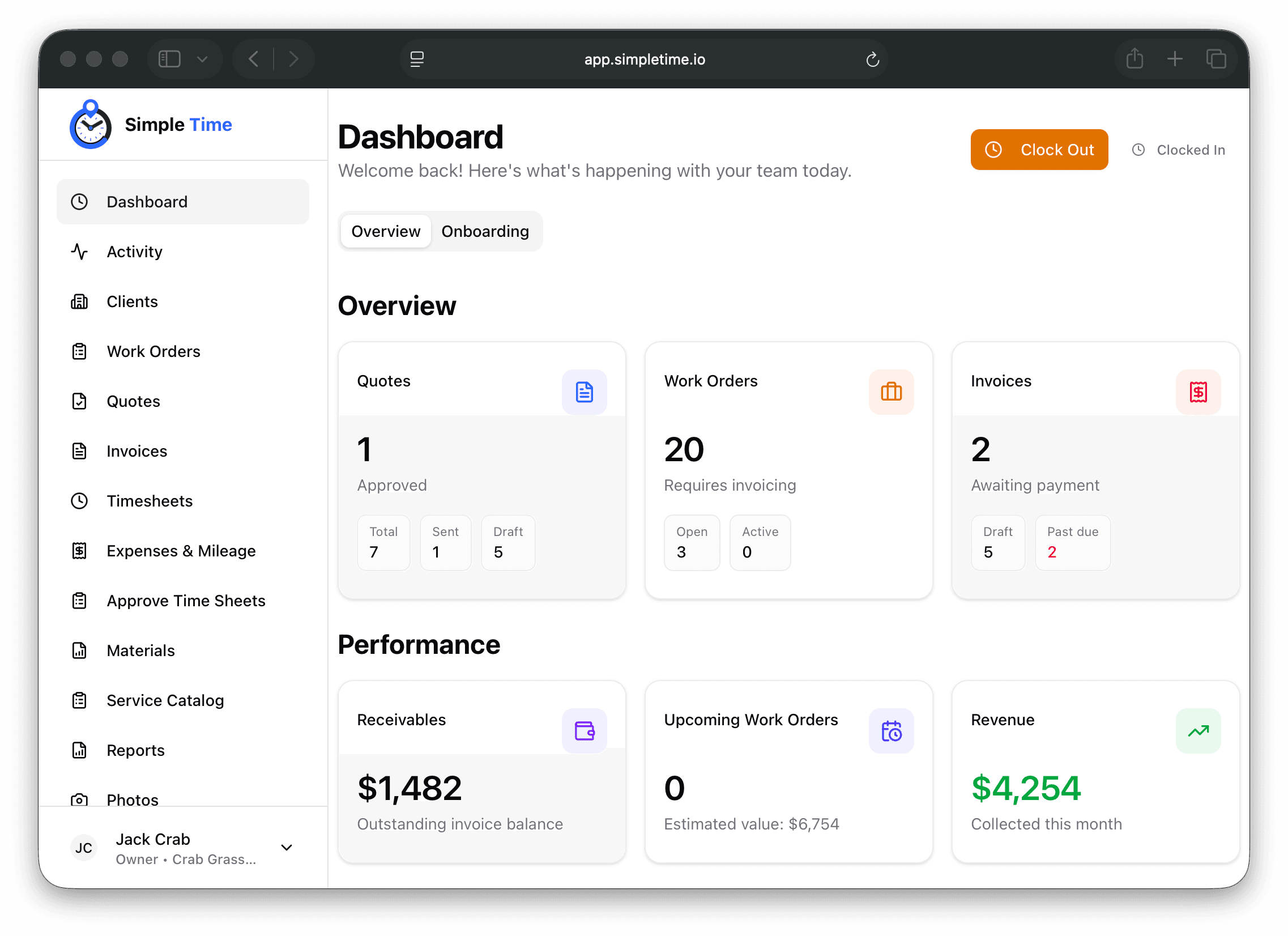 Simple Time dashboard
