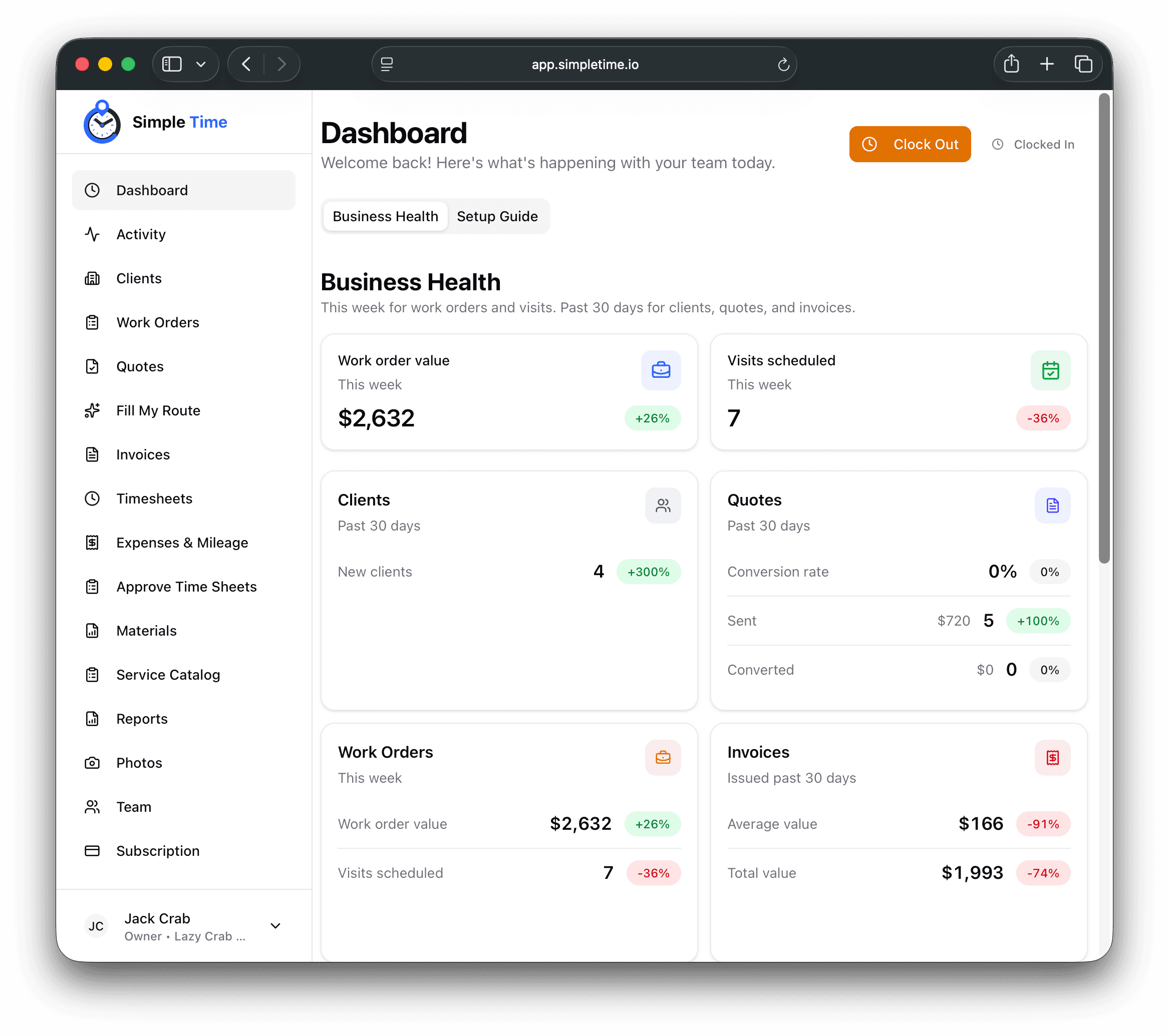 Simple Time dashboard